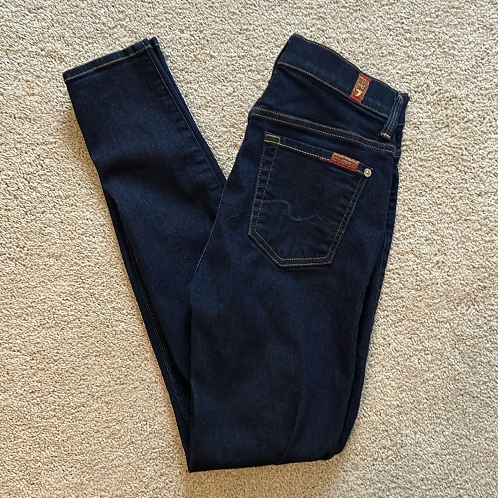 7 For All Mankind Skinny Jeans — Dark Blue Size 25